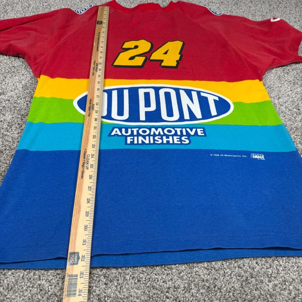 Vintage 1998 Chase Authentics Jeff Gordon DuPont NASCAR T-Shirt XXL Rainbow Flaw
